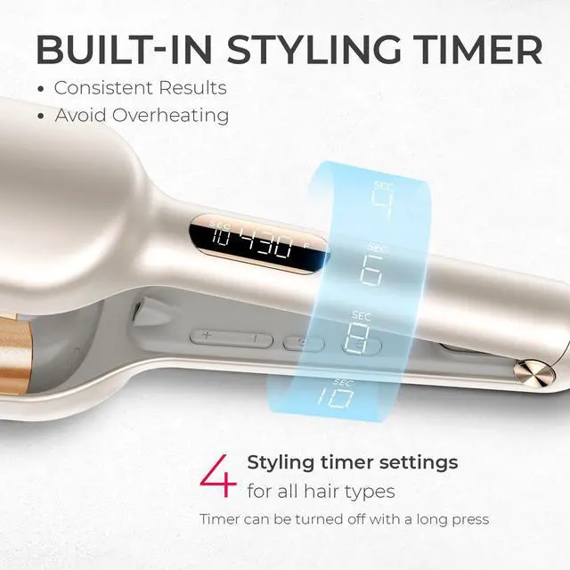 Alt view image 3 of 6 - Curling Iron Hair Crimper Waver - ROVY Beach Waves Curling Wand, Ionic Deep Waver Hair Curler Tool with Ceramic 3 Barrel for Women, Dual Voltage, Anti-Scald, Easy to Use, Elegant Gold, 1.25 Inch