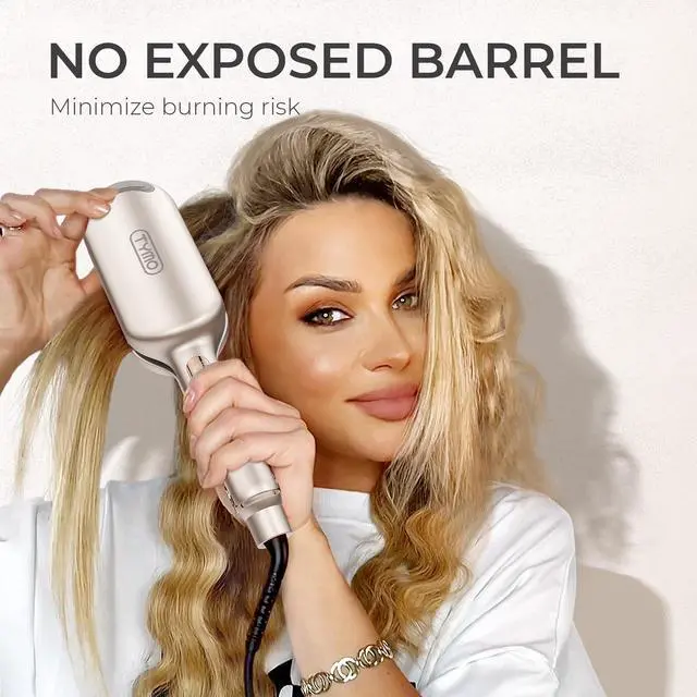 Alt view image 5 of 6 - Curling Iron Hair Crimper Waver - ROVY Beach Waves Curling Wand, Ionic Deep Waver Hair Curler Tool with Ceramic 3 Barrel for Women, Dual Voltage, Anti-Scald, Easy to Use, Elegant Gold, 1.25 Inch