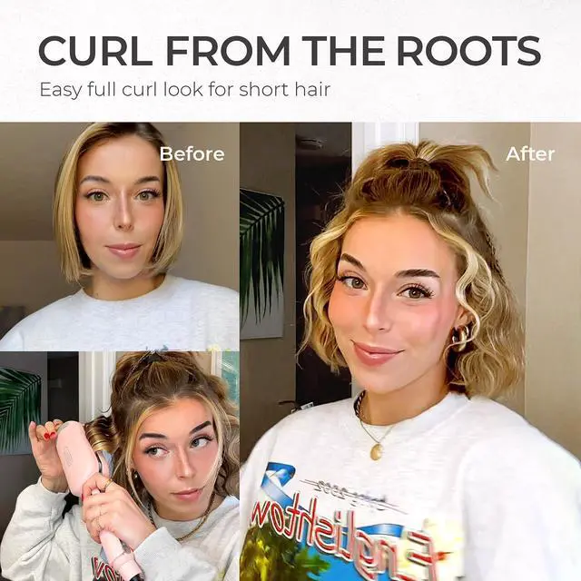 Alt view image 6 of 6 - Curling Iron Hair Crimper Waver - ROVY Beach Waves Curling Wand, Ionic Deep Waver Hair Curler Tool with Ceramic 3 Barrel for Women, Dual Voltage, Anti-Scald, Easy to Use, Elegant Gold, 1.25 Inch