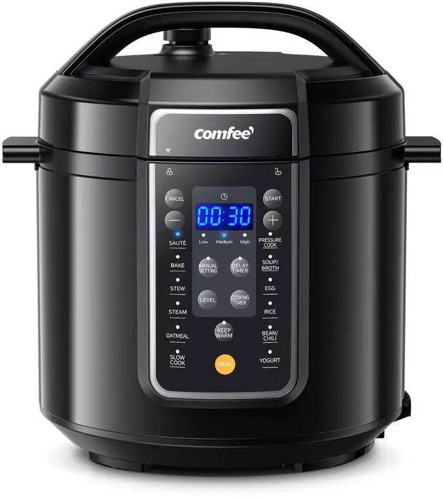 Main image of 9-in-1 Electric Pressure Cooker, 14 Presets Instant Multi Slow Cooker Olla de Presion Non-Stick Pot Rice , Yogurt Maker, Sauté Steamer, Black , 6 Quarts