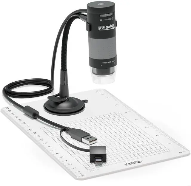 Main image of USB Digital Microscope 250x, 2MP Micro Camera with Flexible Arm Stand - Handheld USB & USB-C Microscope for Adults & Kids, Windows, Mac, ChromeOS, Linux, Android, iPad Compatible