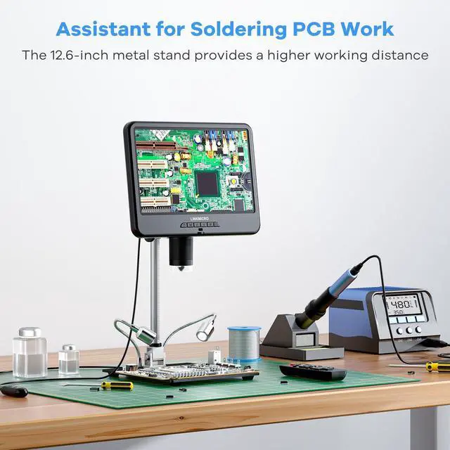 Alt view image 3 of 7 - LM210 10.1'' LCD Coin Digital Microscope Full View for Error Coins, Soldering Microscope Camera for Electronics Repair, 260X Adults Coin Magnifier with Lights, 12.6'' Stand, 32G