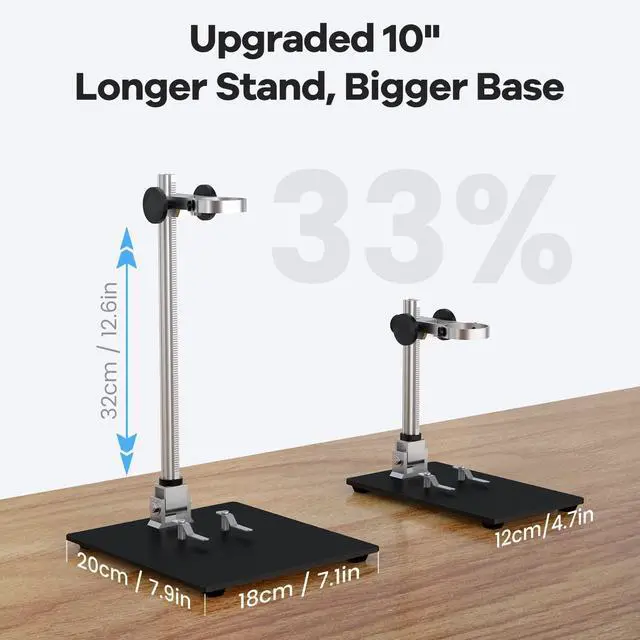 Alt view image 7 of 7 - LM210 10.1'' LCD Coin Digital Microscope Full View for Error Coins, Soldering Microscope Camera for Electronics Repair, 260X Adults Coin Magnifier with Lights, 12.6'' Stand, 32G