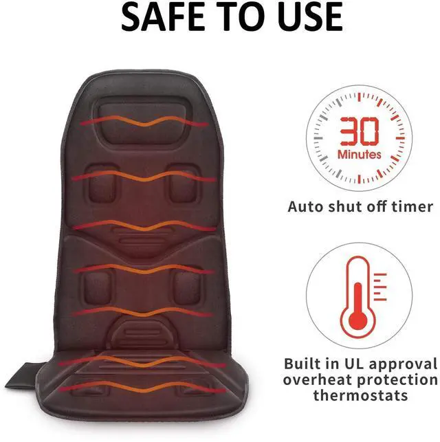 Alt view image 6 of 7 - Back Massager Seat Cushion with Heat,10 Vibration Motors, Massage Chair Pad,Chair Massager for Pain Relief at Office/Home