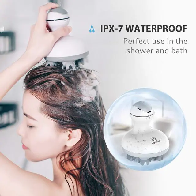 Alt view image 3 of 6 - Electric Cordless Hair Scalp Massager with Kneading 84 Massage Nodes, Handheld Portable Head Scratcher Massager for Hair Growth, Deep Clean and Stress Relax, Gifts for Men Dad