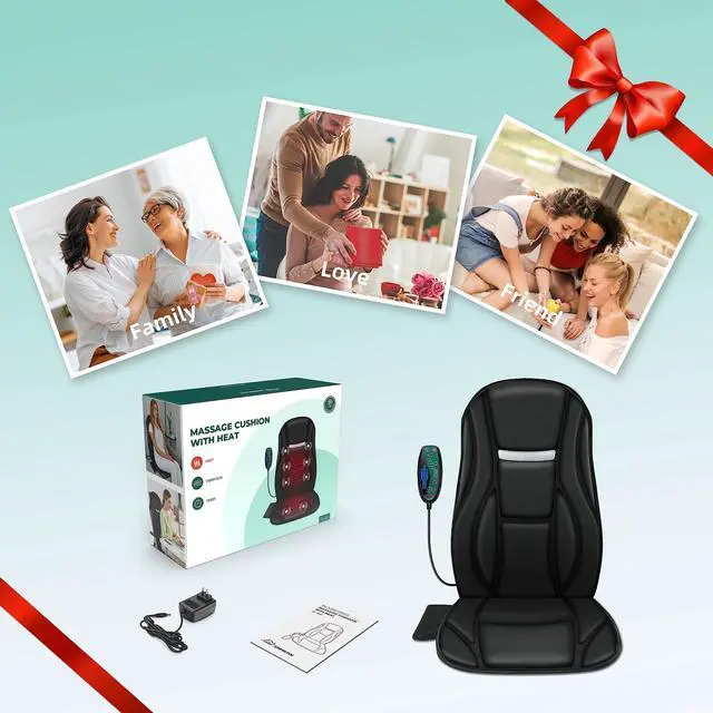 Alt view image 5 of 6 - Vibration Back Massager with Heat, Seat Massager with 8 Vibrating Motors & 5 Modes, Chair Massager Cushion, Massage Pad for Chair, Office, Gifts for Lover