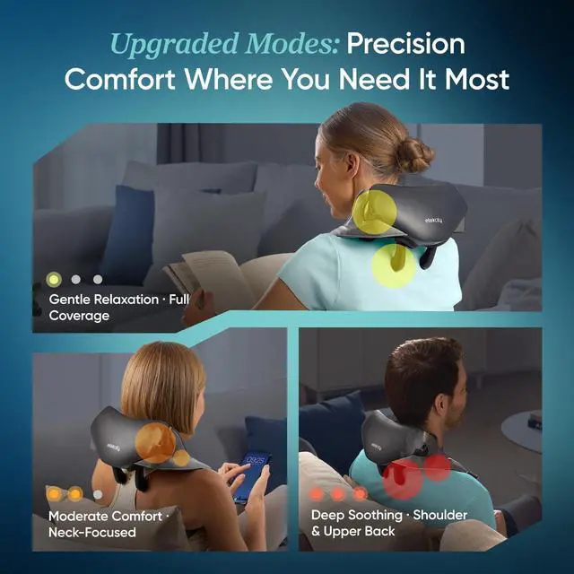 Alt view image 6 of 7 - Cordless Neck Massager for Pain Relief Deep Tissue, Shiatsu Shoulder Massager with Heat, Massage Tools for Back, Trapezius, Lymphatic Drainage, Relaxation Therapy for Him&Her,Women,Men,Cadeo