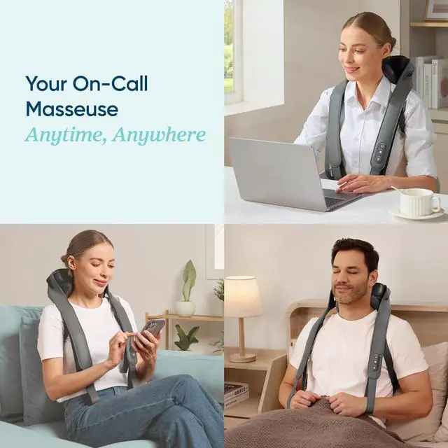 Alt view image 7 of 7 - Cordless Neck Massager for Pain Relief Deep Tissue, Shiatsu Shoulder Massager with Heat, Massage Tools for Back, Trapezius, Lymphatic Drainage, Relaxation Therapy for Him&Her,Women,Men,Cadeo