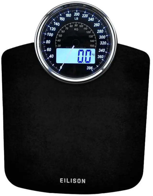 Main image of Highly Advance 2-in-1 Digital & Analog Weighing Scale for Body Weight-400lbs, 4 High Precison GX Sensor Accurate, Thick Tempered Glass, Extra Large Display (Black)