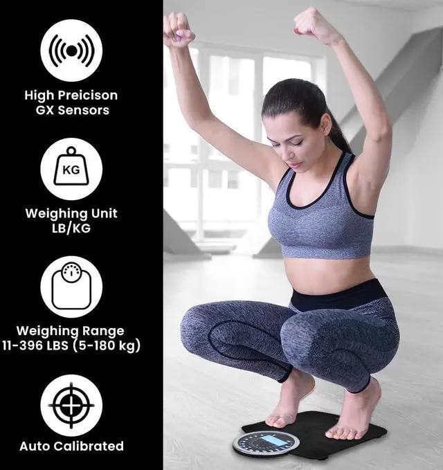 Alt view image 5 of 5 - Highly Advance 2-in-1 Digital & Analog Weighing Scale for Body Weight-400lbs, 4 High Precison GX Sensor Accurate, Thick Tempered Glass, Extra Large Display (Black)