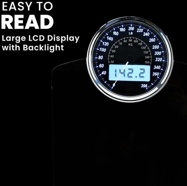 Alt view image 3 of 5 - Highly Advance 2-in-1 Digital & Analog Weighing Scale for Body Weight-400lbs, 4 High Precison GX Sensor Accurate, Thick Tempered Glass, Extra Large Display (Black)