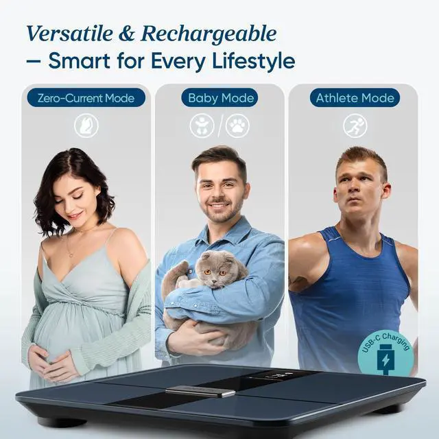 Alt view image 7 of 7 - Smart Scale for Body Weight Fat, Digital Bathroom Weighing Machine for Accurate BMI Muscle Mass Composition, Home Use Apple Health Compatible Fitness Equipment