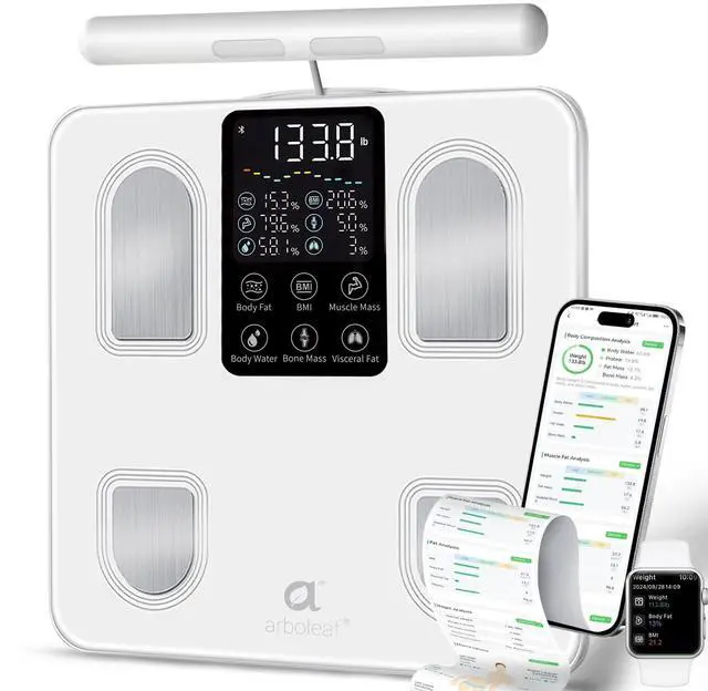 Main image of Scale for Body Weight, Smart Scale with BMI, Body Fat, Muscle Mass, Upgrade 50+ Metrics Full Body Composition Analyzer, 8-Electrode High Precision Digital Bathroom Scale, Bluetooth Sync
