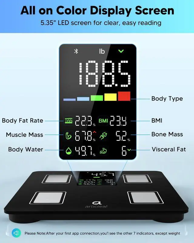 Alt view image 5 of 7 - Smart Scale and Tape Measure, Body Fat Measuring Tape and Smart Scale for Body Weight, Digital Bluetooth Weighing Machine, Circumference Analyzer, App Sync, 400lbs, 11"