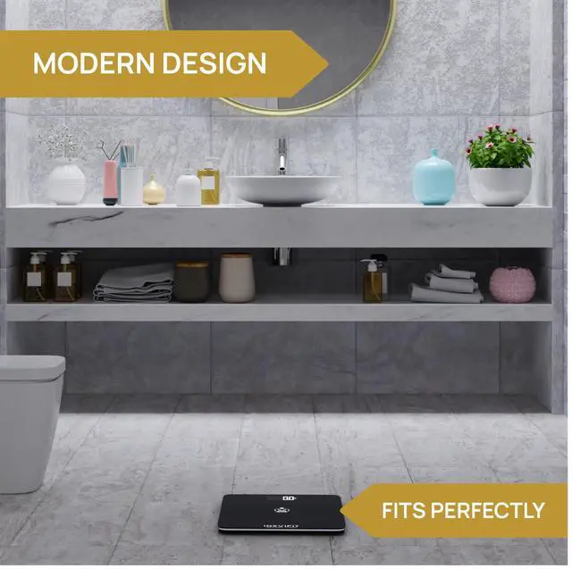 Alt view image 6 of 6 - Bathroom Scale, Highly Accurate Digital Bathroom Body Scale, Measures Weight up to 400 lbs. Includes Batteries