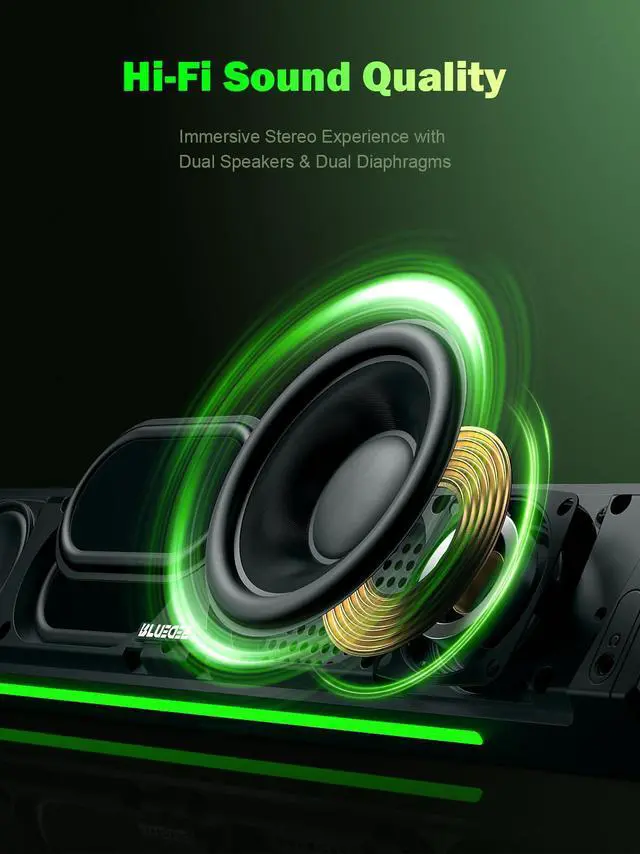 Alt view image 3 of 7 - Computer Speakers for Desktop PC, Computer Sound bar, HiFi Stereo Speakers for Computer Desktop, Bluetooth 5.0 and 3.5mm Aux-in PC Soundbar, USB/USB C Powered Gaming Speakers for pc, Laptop