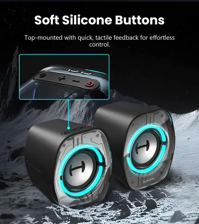 Alt view image 7 of 7 - G1000 II Desktop Computer Speakers for Gaming, 2.5" Full-Range Driver & Enhanced Bass, Bluetooth 5.4 USB-C AUX, 9 Dynamic RGB Lighting Modes for PC - Black