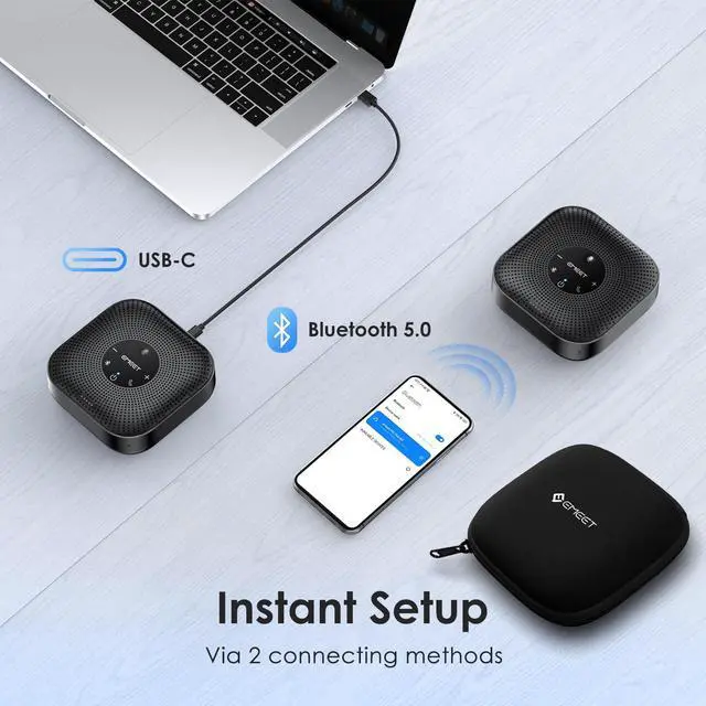 Alt view image 4 of 7 - Conference Speakerphone M0 Plus, 4 AI Mics 360° Voice Pickup, Noise Reduction, USB C Speaker, Bluetooth Conference Speaker for 8 People w/Daisy Chain for 16 Compatible with Leading Software