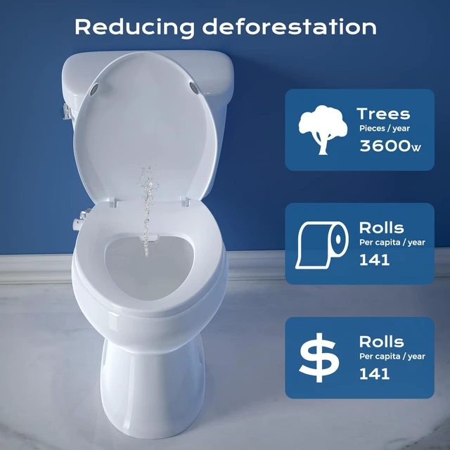 Alt view image 3 of 7 - Elongated Bidet Toilet Seat with Quiet-Close, Non-Electric Bidet Mode with Dual Nozzles, Fit Elongated Toilet Seat, Adjustable Water Pressure with Brass inlet (Elongated)