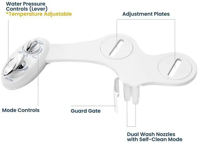 Alt view image 7 of 7 - NEO 320 - Warm Water, Dual Nozzle, Self-Cleaning, Non-Electric Bidet Attachment for Toilet Seat, Adjustable Water Pressure, Rear & Feminine Wash (White)