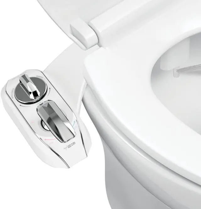 Main image of NEO 320 Plus - Warm Water, Dual Nozzle, Non-Electric Bidet Attachment for Toilet Seat, Patented Slide-In Install, 360° Self-Clean, EZ-Lift to Clean, Feminine & Rear Wash (Chrome)