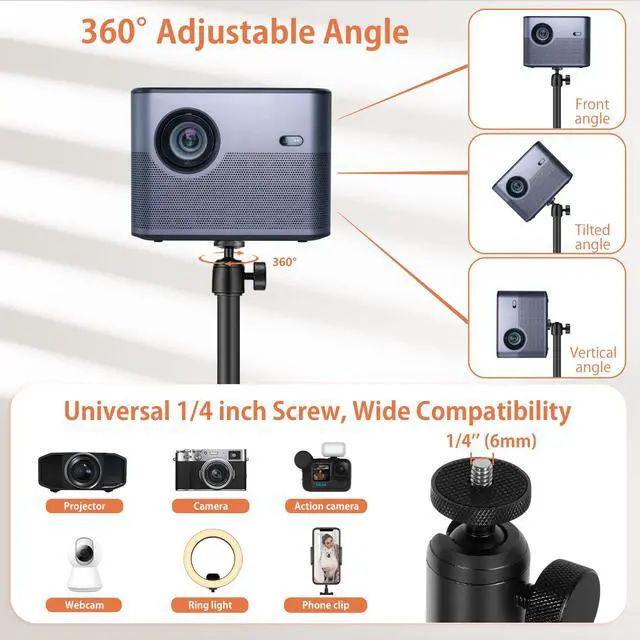 Alt view image 4 of 7 - Projector Mount, Universal Projector Stand Height Adjustable 35" to 50" with 360° Angle Rotation, Space-Saving, Compatible with Projectors Vlog DVR Cameras, for Home Office Outdoor Movie