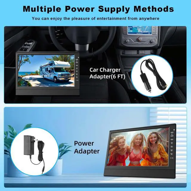 Alt view image 6 of 7 - 12 Inch Small TV, Portable TV with HD Display, Antenna,HDMI,AV,USB Ports, Built-in Digital Tuner and Compact Design for Kitchen, RV, and Travel
