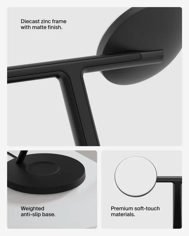 Alt view image 3 of 4 - MagSafe-Compatible Charger, 3-in-1 Wireless Charging Station, Qi2-Certified 15W Wireless Charge for Apple iPhone 17 Series, Apple Watch, AirPods w/Non-Slip Base, 40W Included - Black