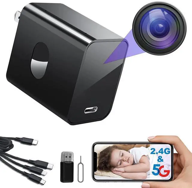 Main image of 4K Nanny Cam Hidden Camera Supports 2.4G&5GHz WiFi, Hidden Camera Charger, Small Nanny Cam with Human Detection, Night ision, 160°Wide iew-Angle, Type C Nanny Camera for Home
