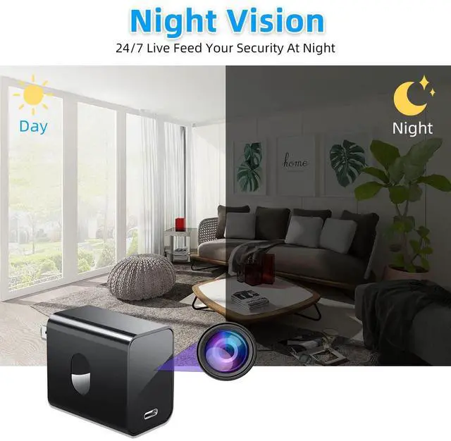 Alt view image 2 of 5 - 4K Nanny Cam Hidden Camera Supports 2.4G&5GHz WiFi, Hidden Camera Charger, Small Nanny Cam with Human Detection, Night ision, 160°Wide iew-Angle, Type C Nanny Camera for Home