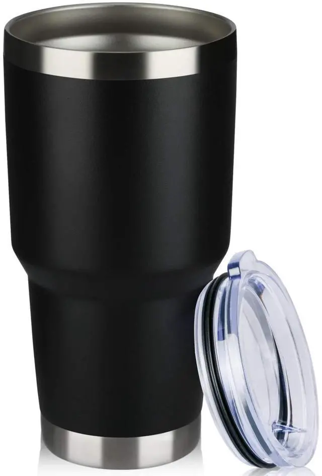 Alt view image 7 of 7 - 30oz Insulated Tumbler With Lids and Straws,Stainless Steel Double Vacuum Coffee Tumbler Cup, Brush, Durable Powder Coated Coffee Cup for Cold & Hot Drinks(Black,8 PACK)