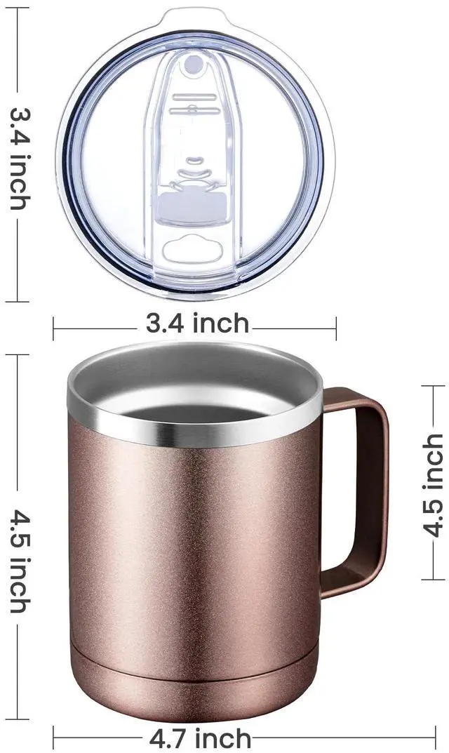 Alt view image 4 of 5 - 12oz Mix Color Mug With Handle 8 Pack Bulk,Stainless Steel Insulated Travel Tumblers With Sliding Lid,Double Wall Vacuum Camping Coffee Cup for Hot & Cold Drinks Tea (Mix,Set of 8)