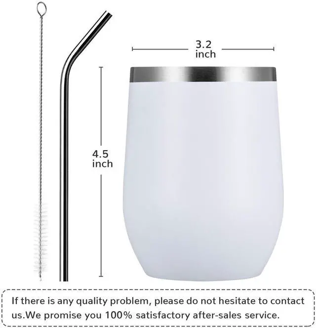 Alt view image 3 of 7 - 12 OZ/12 Pack Wine Tumbler Glasses with Lid -Double Wall Vacuum Stainless Steel Travel Tumbler Mug,Stemless Insulated Wine Cup for,Coffee,Cocktails,Gifts (White,Set of 12)