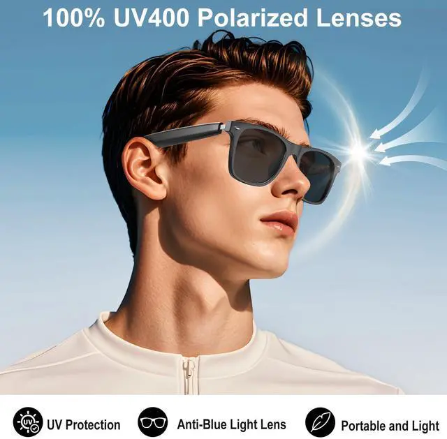 Alt view image 5 of 7 - AI Translation Smart Glasses with Chat GPT for Men and Women, Bluetooth Sunglasses with Translator 164 Languages and Color-Change Lens, Music Playback & Hands-Free Calls, UV & Blue Light Protection