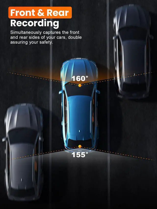 Alt view image 7 of 7 - 4K Dash Cam Front and Rear, Built-in 5G WiFi GPS, 64GB Card Included, 3.59'' IPS Screen Dash Camera for Cars, Dual Dashcam with G-Sensor, Loop Recording, WDR, Night Vision, 24H Parking Monitor