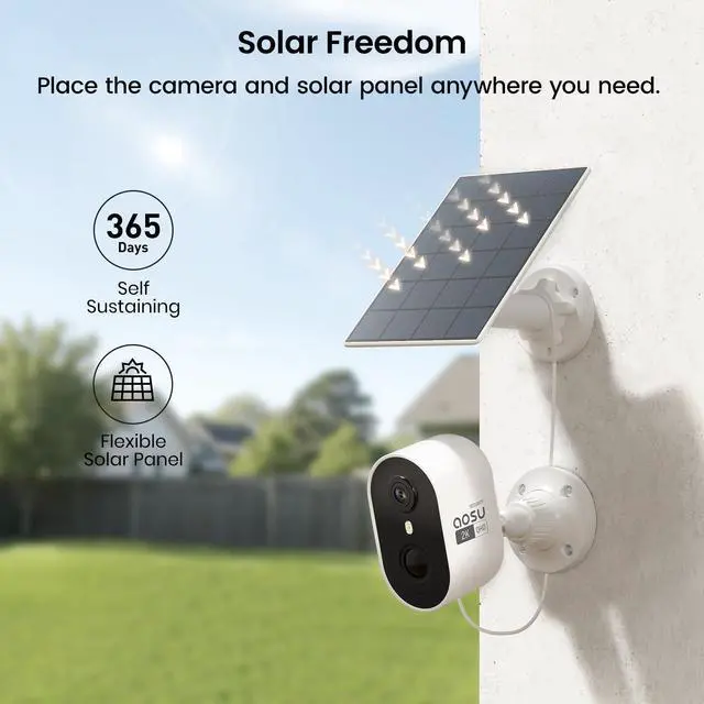 Alt view image 3 of 7 - 2K Solar Camera Outdoor Wireless, Cameras for Home Security, WiFi Camera for Home Surveillance with Spotlight Color Night Vision, PIR/AI Motion Detection, 2-Way Talk, IP66 Waterproof