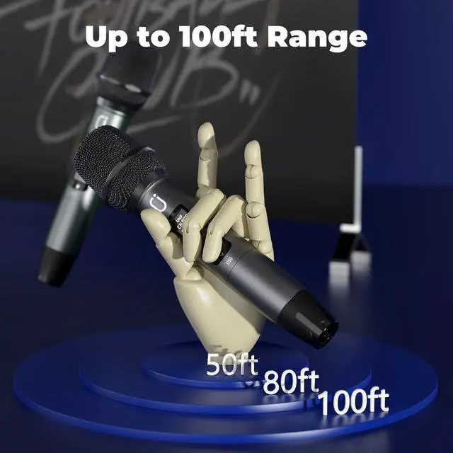 Alt view image 7 of 7 - Wireless Microphones, Professional UHF Dual Microphones for Karaoke, Wireless Dynamic Microphone System Set with Rechargeable Receiver,Plug and Play, Speech, Wedding, Church, PA System