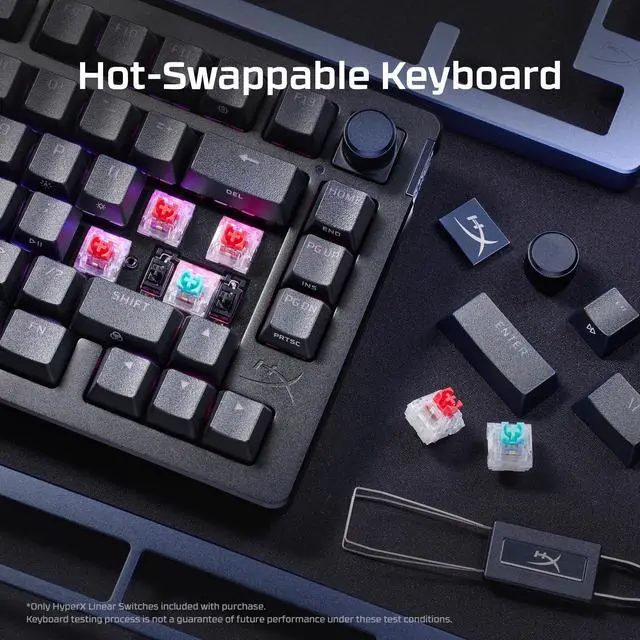 Alt view image 3 of 6 - HyperX Alloy Rise 75 Hot-Swappable 75% Mechanical Gaming Keyboard, PC, Ambient Light Sensor, Gasket Mounted, HyperX Linear Switches