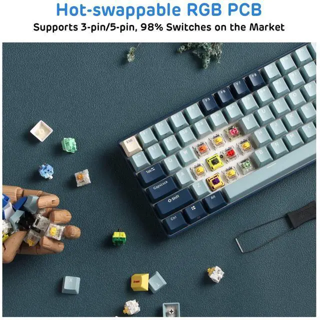 Alt view image 5 of 7 - RK96 RGB Wireless Mechanical Gaming Keyboard w/Wrist Rest
