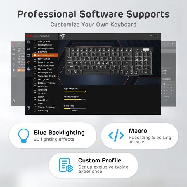 Alt view image 7 of 7 - RK96 RGB Wireless Mechanical Gaming Keyboard w/Wrist Rest