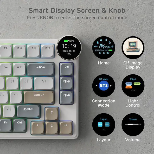 Alt view image 2 of 7 - Low Profile Mechanical Keyboard w/Smart Display Screen
