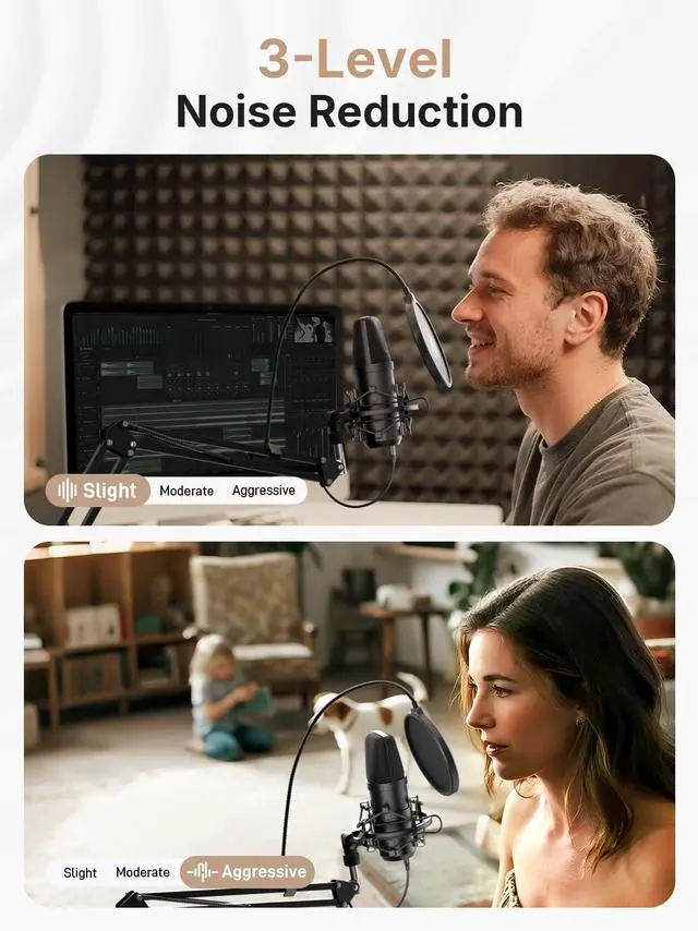 Alt view image 6 of 7 - XLR/USB Condenser Microphone: 192kHz/24Bit Plug & Play PC Computer Podcast Cardioid Metal Mic Kit with Software, Professional Sound Chipset for Recording, Studio, Singing, YouTube A04 Gen2