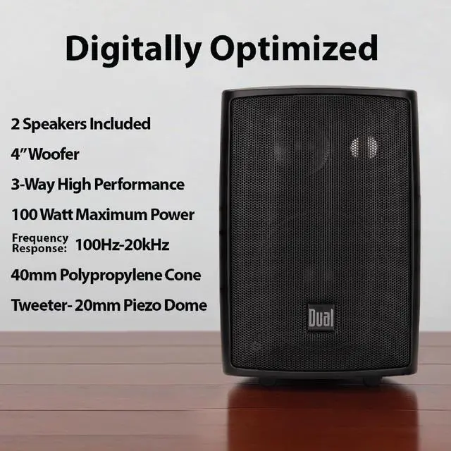 Alt view image 2 of 5 - LU43PB 4" 3-Way High Performance Outdoor Indoor Wired Speakers | Effortless Set Up | Home, Pool, Patio, Garage Use | Weather Resistant | Expansive Stereo Sound Coverage | Black