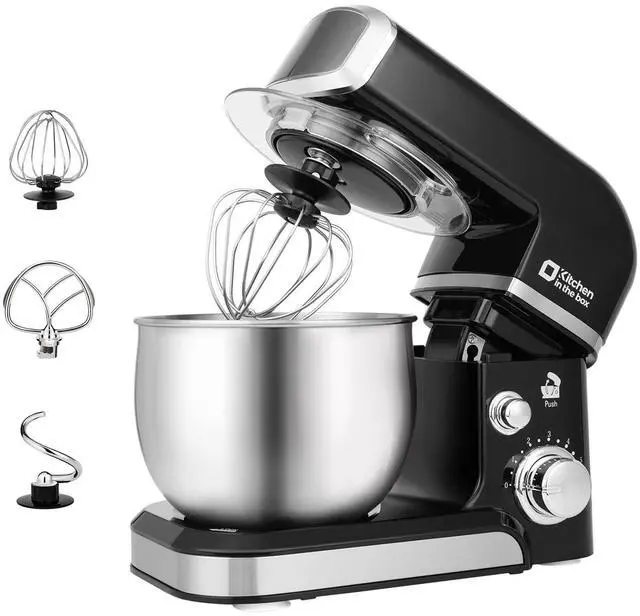 Main image of Stand Mixer,3.2Qt Small Electric Food Mixer,6 Speeds Portable Lightweight Kitchen Mixer for Daily Use with Egg Whisk,Dough Hook,Flat Beater (Black)