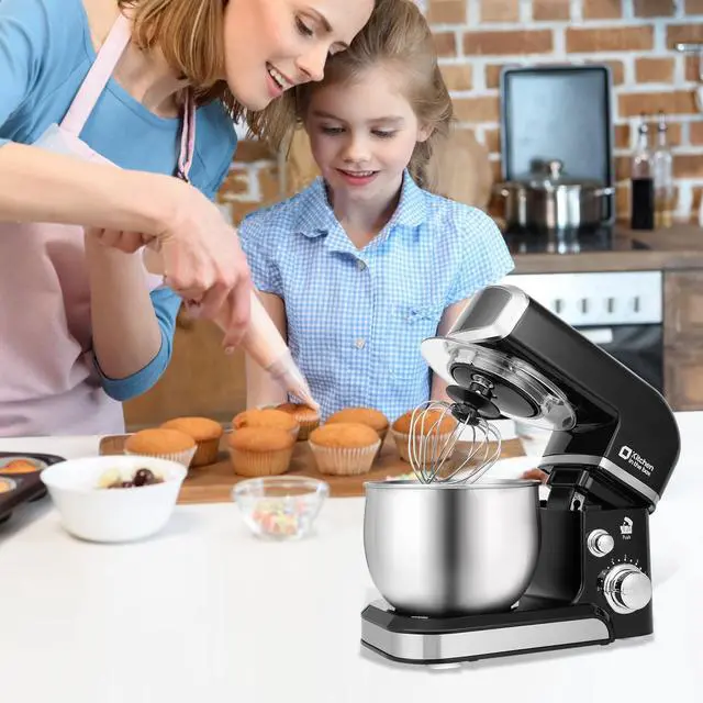 Alt view image 6 of 7 - Stand Mixer,3.2Qt Small Electric Food Mixer,6 Speeds Portable Lightweight Kitchen Mixer for Daily Use with Egg Whisk,Dough Hook,Flat Beater (Black)