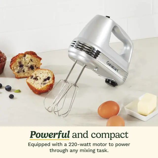 Alt view image 2 of 4 - Power Advantage PLUS 9-Speed Hand Mixer, 220W-Motor Hand Blender Electric Mixer with 9 Speed Settings, XL Dishwasher-Safe Beaters, 3 Low Mixing Speeds, Storage Case, HM-90BCS, Brushed Chrome