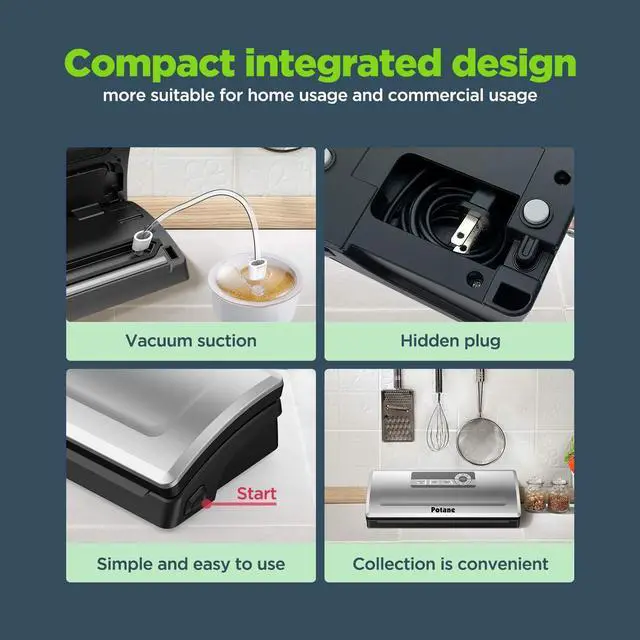 Alt view image 5 of 5 - Precision Vacuum Sealer Machine, Powerful Pro Vacuum Food Sealer, 8-in-1 Easy Presets, 4 Food Modes, Dry&Moist&Soft&Delicate with Starter Kit, Compact Design(Silver)