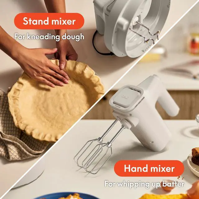 Alt view image 2 of 6 - 3.5 Qt Hand & Stand Mixer, 2 in 1 Electric Mixer with Bowl, Dough Hook, Whisk & Egg Beater, Multifunctional Handheld Mixer for Baking, 200 Watt, Oatmilk