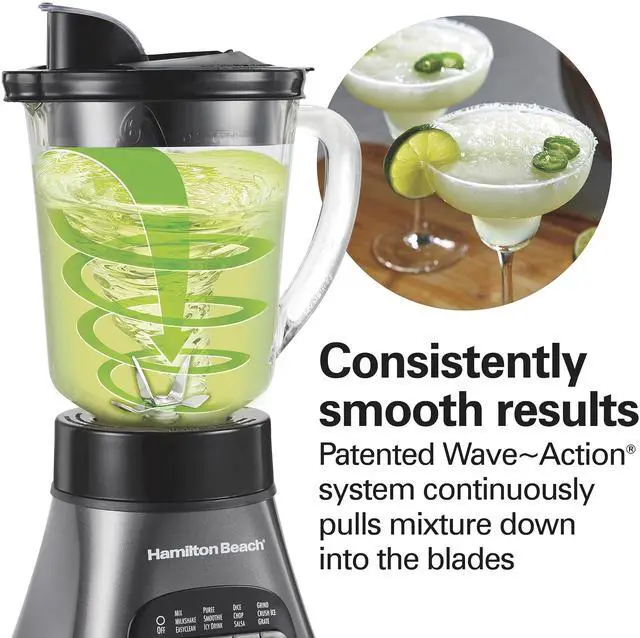 Alt view image 4 of 7 - Blender and Food Processor Combo for Shakes & Smoothies, With 3 Cup Electric Food Chopper Attachment, 40 oz Glass Jar, Blender Travel Cup, 700 Watts Peak Power, Gray & Black (58163)