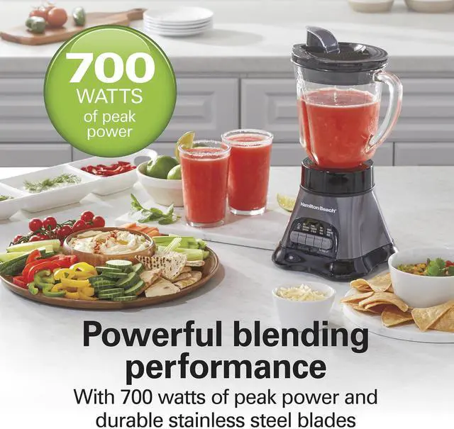 Alt view image 3 of 7 - Blender and Food Processor Combo for Shakes & Smoothies, With 3 Cup Electric Food Chopper Attachment, 40 oz Glass Jar, Blender Travel Cup, 700 Watts Peak Power, Gray & Black (58163)